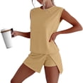 thumbnail image 3 of Women Solid Short Sleeve T Shirt Matching Skirt Set Casual Two Piece Outfit, 3 of 8
