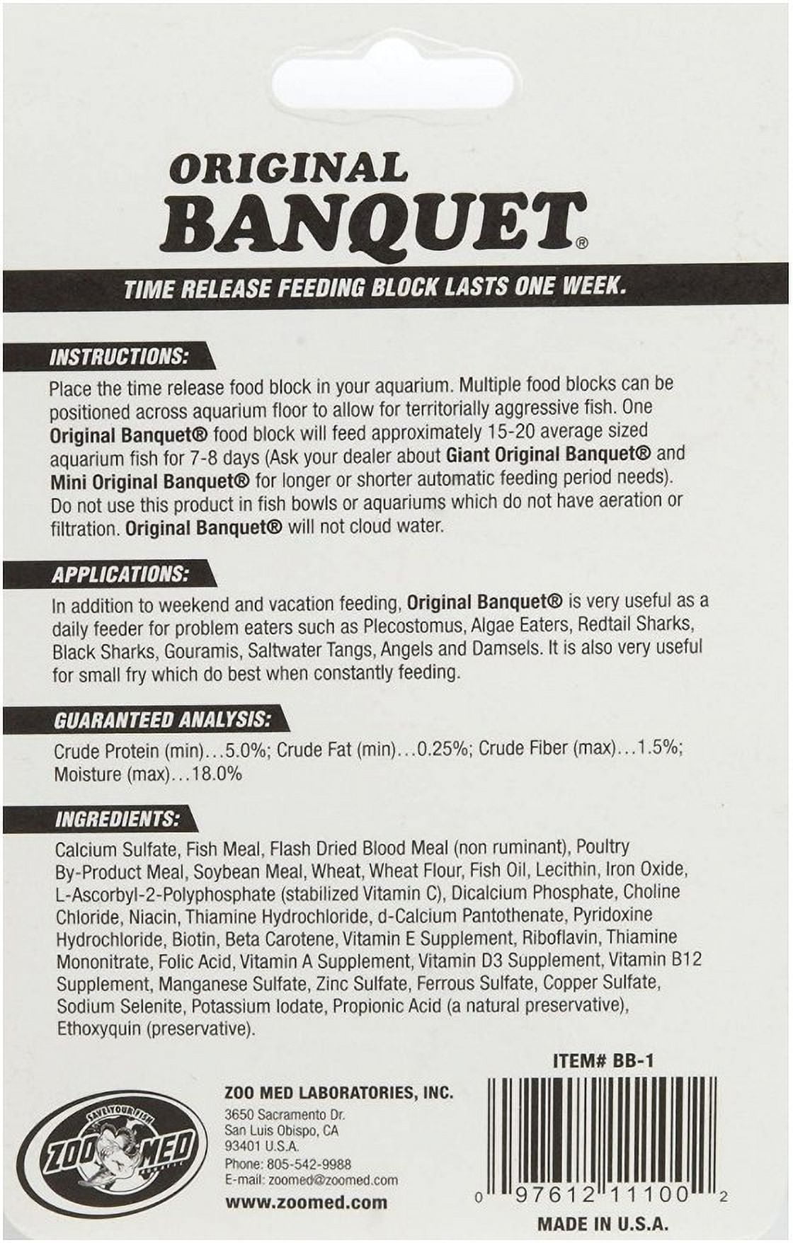 Zoo Med Original Banquet Time Release Feeding Block for Fresh or Saltwater Fish [Food & Treats] 12 count