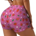 thumbnail image 1 of Fotbe Strawberry Floral Shorts Sin Costuras – Shorts Deportivos de Cintura Alta para Mujer, Elásticos para Gimnasio, Yoga, Running o Ciclismo-Small, 1 of 8