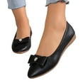thumbnail image 3 of XDDST Large Size Business Casual Shoes Women Flat Ladies Large Size Single Shoes Simple Pure Colour Bowknot Rhinestone Low Heel Flat Bottom Single Shoes Loafers Black, 3 of 7