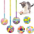 thumbnail image 1 of Pelota para gatos Cat Toys Retro Shaw, lana, con cascabel, paquete de 6, 1 of 7