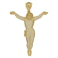 thumbnail image 3 of Auriga 10K Two-Tone Gold Cubic Zirconia Crucifix Cross Religious Charm Pendant for Men, 3 of 5
