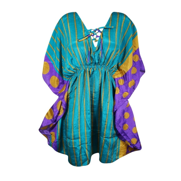 Mogul Womens Summer Caftan Blue,Yellow Printed Kaftan M-XL