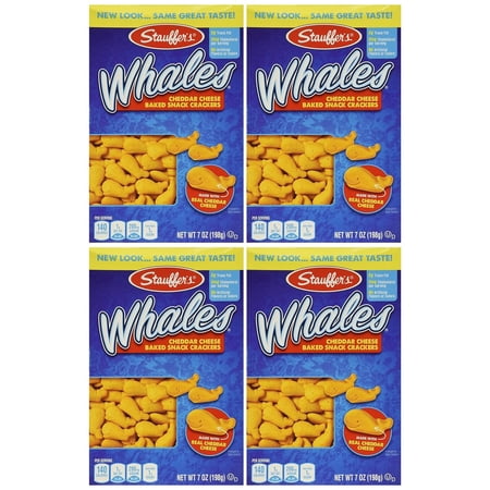 Stauffer's, Whales, Baked Cheddar Snack Crackers, 7oz Box (Pack of 4)