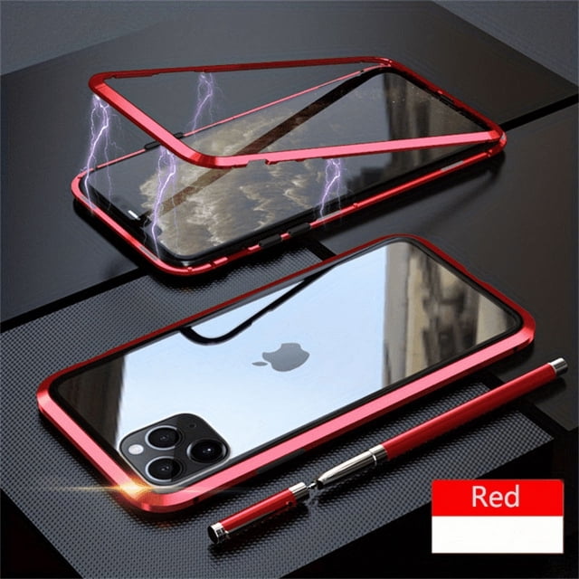 Magnetic Case For IPhone 14 13 12 11 Pro Max Xs Max Xr 7 8 Plus Mini, Magnetic Adsorption Double-Sided Screen Protector Clear Back Metal Bumper Phone Cases Cover