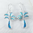 thumbnail image 3 of Unique Gorgeous Hawaiian X-Large Blue Opal Palm Tree Earring, Sterling Silver Blue Opal Palm Tree Dangle Earring, E9344 Statement PC, 3 of 3