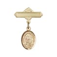 thumbnail image 1 of 14kt Yellow Gold Baby Badge with St. Bernard of Montjoux Charm and Polished Badge Pin 1 X 5/8 inches, 1 of 1