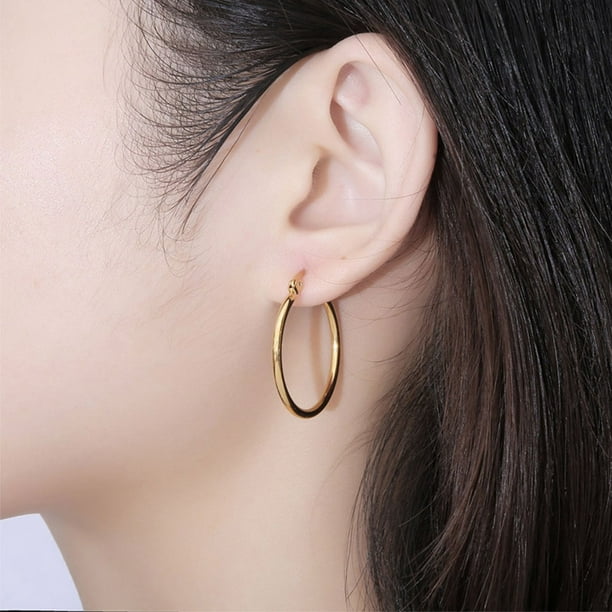 Stanreset Small Hoop Earrings Universal Round Simple Unisex Daily Style Earring Women Men Fashion Titanium Steel Jewelry Unisex Banquet Accessories