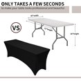 thumbnail image 2 of Mantel rectangular ajustable de poliéster de 183 cm, cubierta de mesa elástica de spandex, cubierta de mesa ajustable negra para bodas, patio, cócteles, bares, espectáculos artesanales, 2 of 5