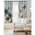 thumbnail image 2 of Teal Tulip Butterfly Blackout Curtains for Bedroom Living Room Darkening Curtains 84 Inch Length 2 Panels Set Beige Turquoise Floral Farmhouse Blue Window Curtain Window Treatment Drapes 42"x84", 2 of 9