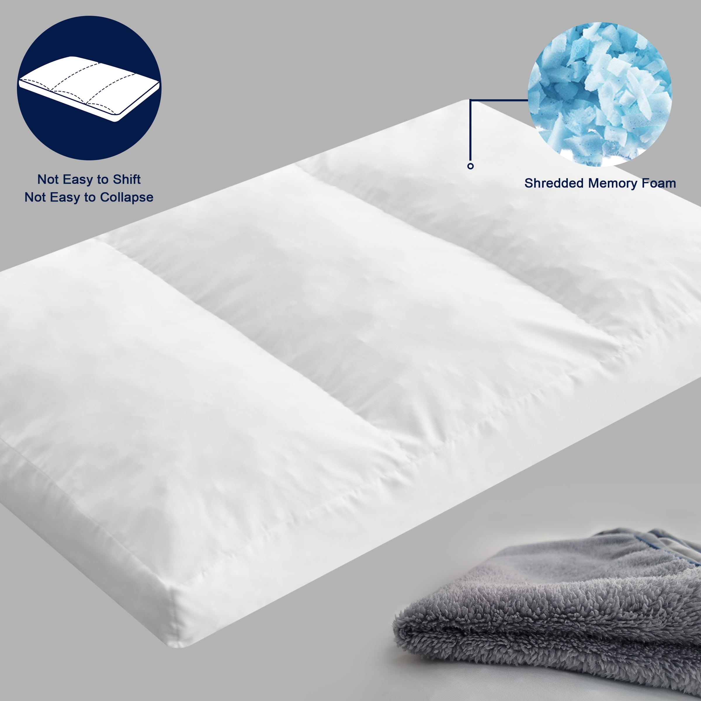 Subrtex Shredded Foam Soft Dog Bed, with Removable Washable Cover Anti-Slip Bottom, 36 x 27 x 4 inch