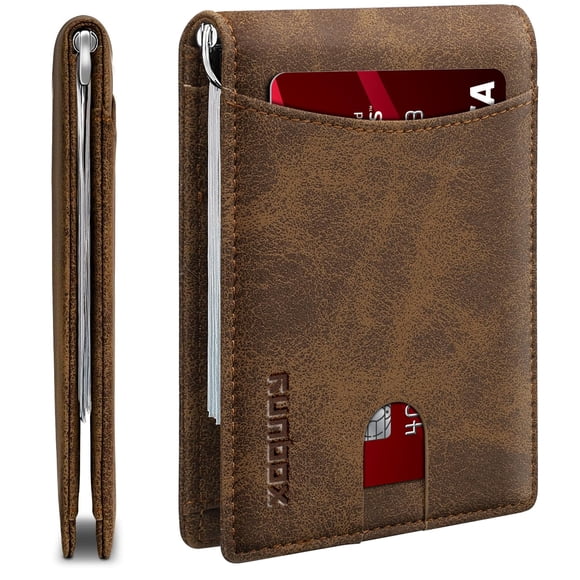 Billetera RUNBOX Clip Delgado para Dinero con Bloqueo RFID y Soporte para 11 Tarjetas