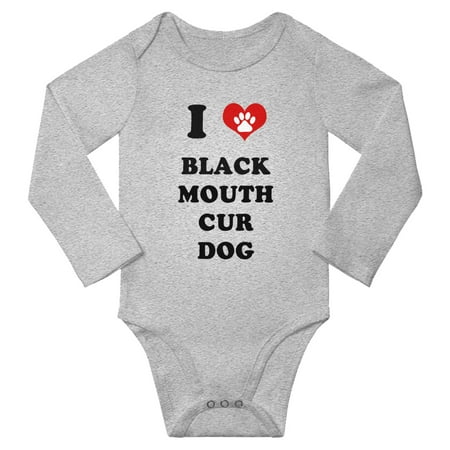

I Heart Black Mouth Cur Dog Baby Long Bodysuits (Gray 18-24 Months)