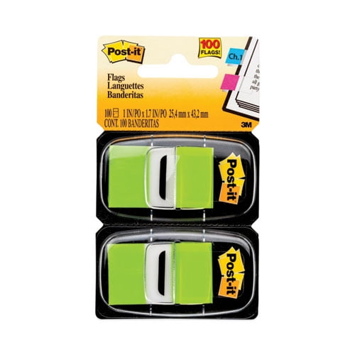 Standard Page Flags In Dispenser, Bright Green, 100 Flags/dispenser | Bundle of 2 Packs