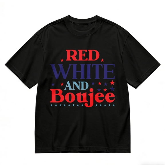 Men's T-Shirt Red White And Boujee Stars Comfortable And Versatile Outdoor Casual Short Sleeve
