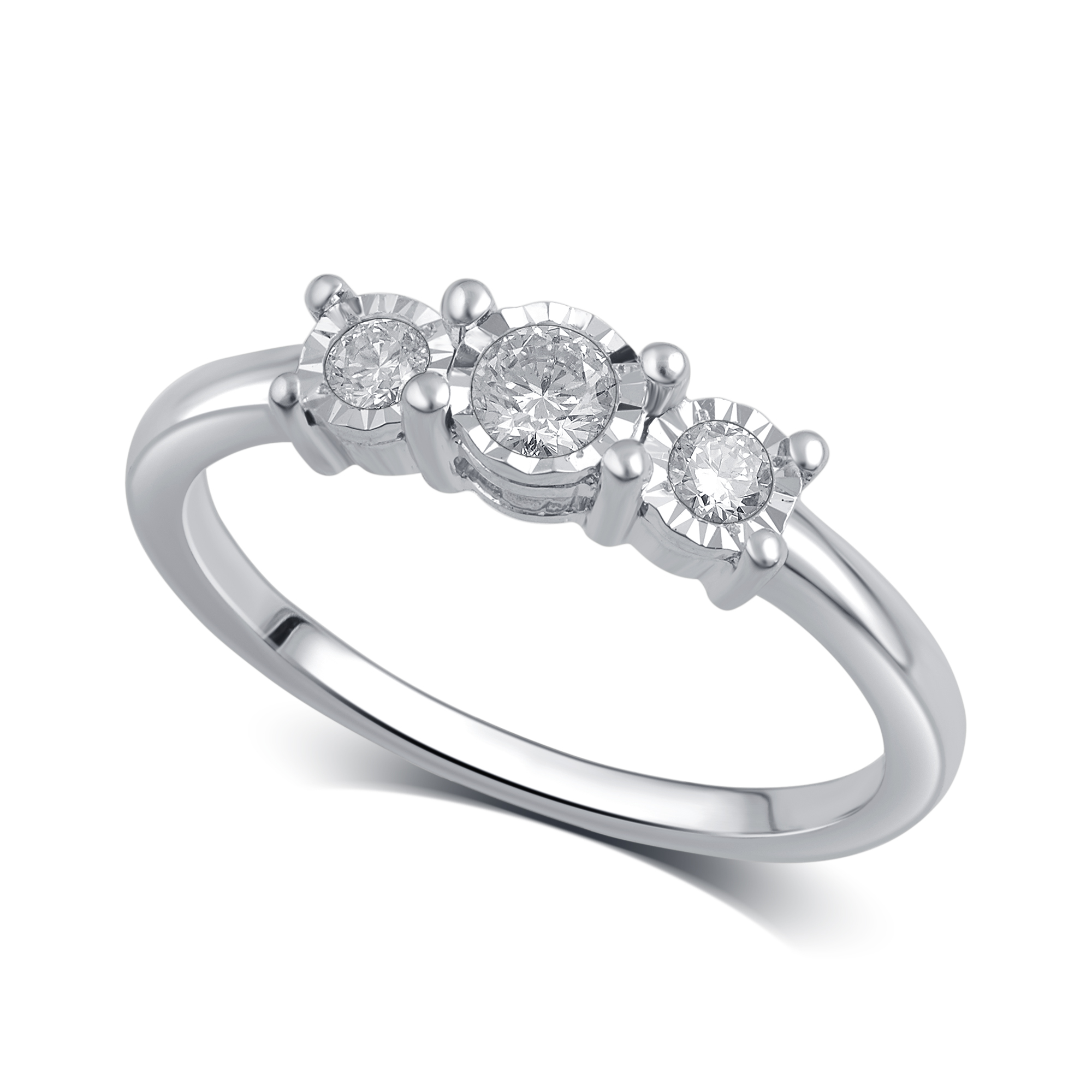 1/4 Carat T.W Diamond 3 Stone Sterling Silver Engagement Ring