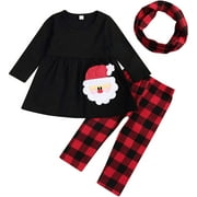 Christmas 3Pcs Kids Baby Girls Thanksgiving Clothes Turkey/Snowman T-Shirt Top Dress+Pants+Headband Outfit Set Winter