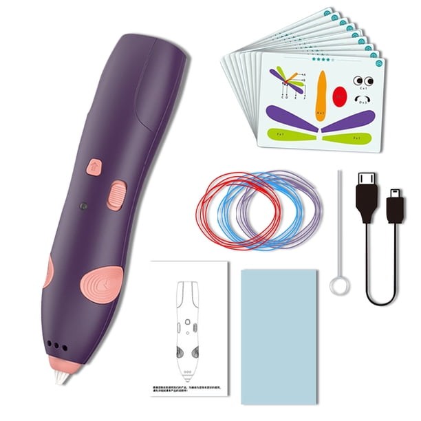 Bolígrafo de impresora con filamentos, herramienta de dibujo de impresión de plástico a baja temperatura, bolígrafos para manualidades para niños, regalo de fiesta de cumpleaños, púrpura 3D Guardurnaity FN000701-02B