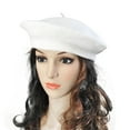 thumbnail image 2 of Hontri Black Beret Women Ladies Solid Color Imitation Wool Beret Bud Hat Painter Hat Hat French Classic Beret White, 2 of 3
