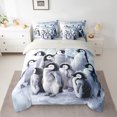 thumbnail image 2 of jejeloiu Antarctic Animal 7-Piece Twin Bedding Sets,Kawaii Penguin Bedding Comforter Set,Gray White Sheet Sets For Kids,Ultra Soft Home Decor Reversible, 2 of 8