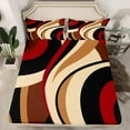 thumbnail image 2 of Manfei Brown Wave Stripes Twin Sheet Sets,Geometric Geometric Lines Twin Fitted Sheet,Minimalist Aesthetic Flat Sheet,Breathable Room Decor,3-Piece, 2 of 7