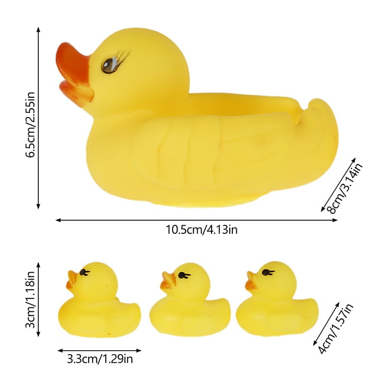 Squeaking bath toy Rubber Duck family - with 3 ducklings 