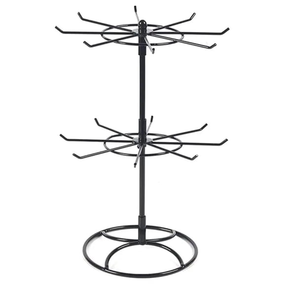 HRBAJ-For Hanging Earring Ring Bracelet Watch Holder Rotating Jewelry Display Stand 2 Tier Round Metal Necklace Organizer