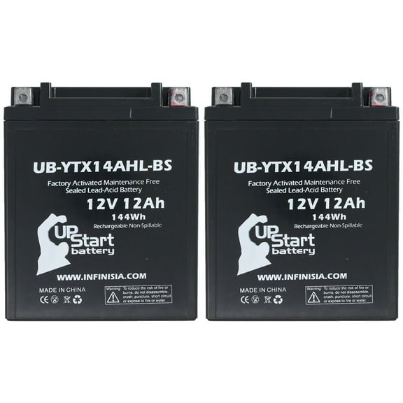 2-Pack UB-YTX14AHL-BS Battery Replacement for 1989 Ducati F1, Montijuich, Paso 750 CC Motorcycle - Factory Activated, Maintenance Free, Motorcycle Battery - 12V, 12AH, UpStart Battery Brand