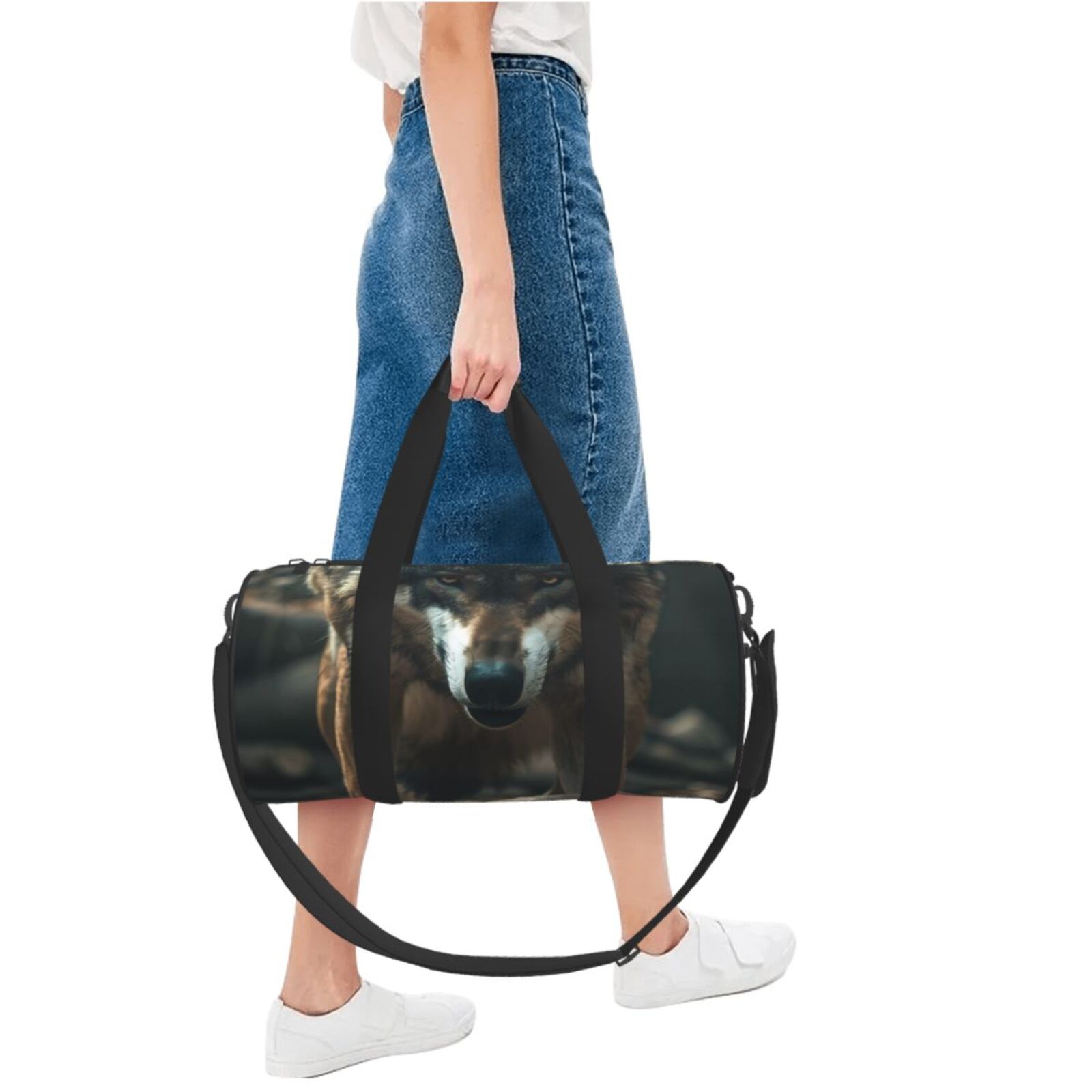 Vsdgher Wolf With Basketball 45L Foldable Duffel Bag, Sports Gym Bag,Overnight Bag, Portable Weekender Bag for Airplanes