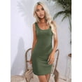 thumbnail image 5 of Womens Summer Tank Dresses Ribbed Bodycon Mini Sleeveless Casual Slim Fitted Pencil Dresses  Green XXL, 5 of 7