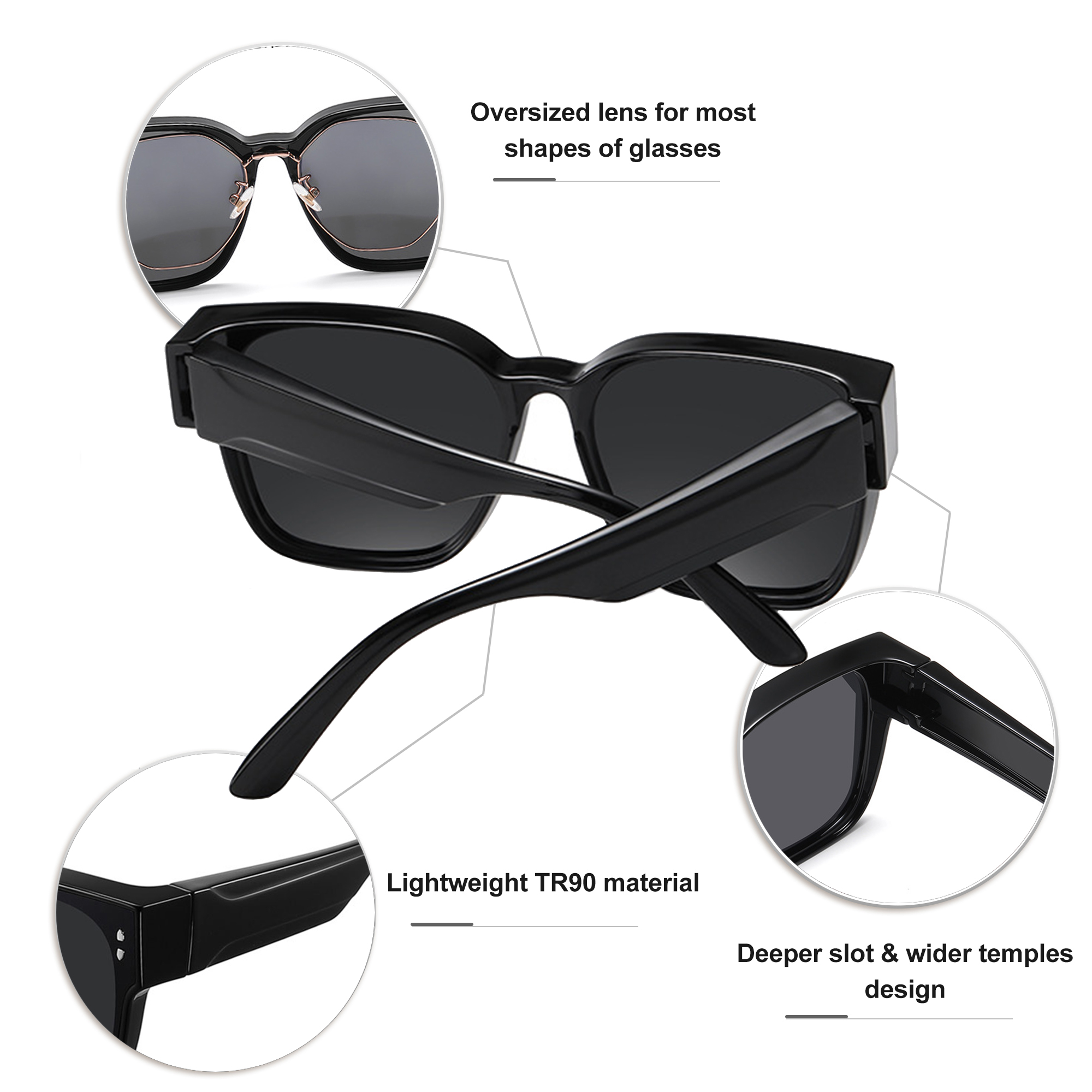 Kanastal Polarized Fit-Over Sunglasses with UV400, Black photo 4