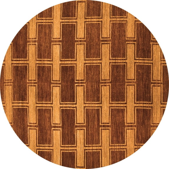 Ahgly Company Indoor Round Abstract Orange Contemporary Area Rugs, 3' Round