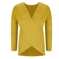 thumbnail image 4 of Qetyuw Womens Casual Long Sleeve Sweaters Criss Cross Front V Neck Solid Color Oversized Pullover Jumper Loose Fit Sweater, 4 of 7