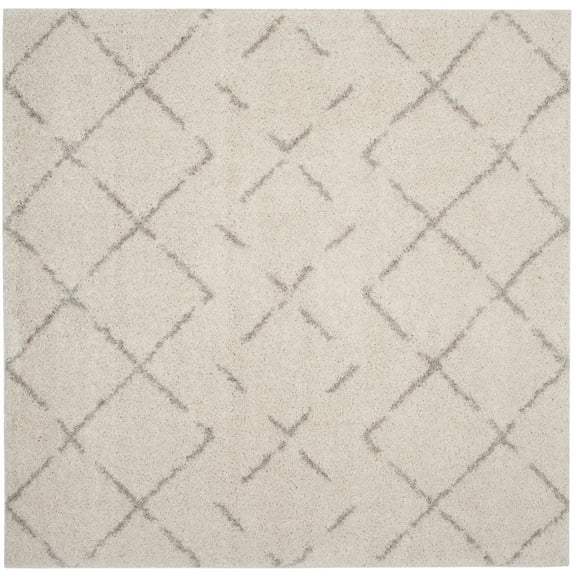 SAFAVIEH Arizona Zarif Geometric Shag Area Rug, Ivory/Beige, 5'1" x 5'1" Square