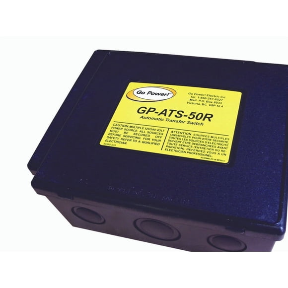 Go Power Interrupteur de Transfert de Puissance TS-50M Transfère la Puissance du Solaire à la Batterie; Automatique; 120 à 240 Volts AC; 50 Ampères; TS-50