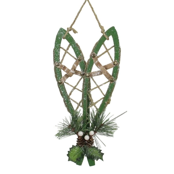 Gerson 12" Green Hanging Snowshoe Christmas Wall Decoration