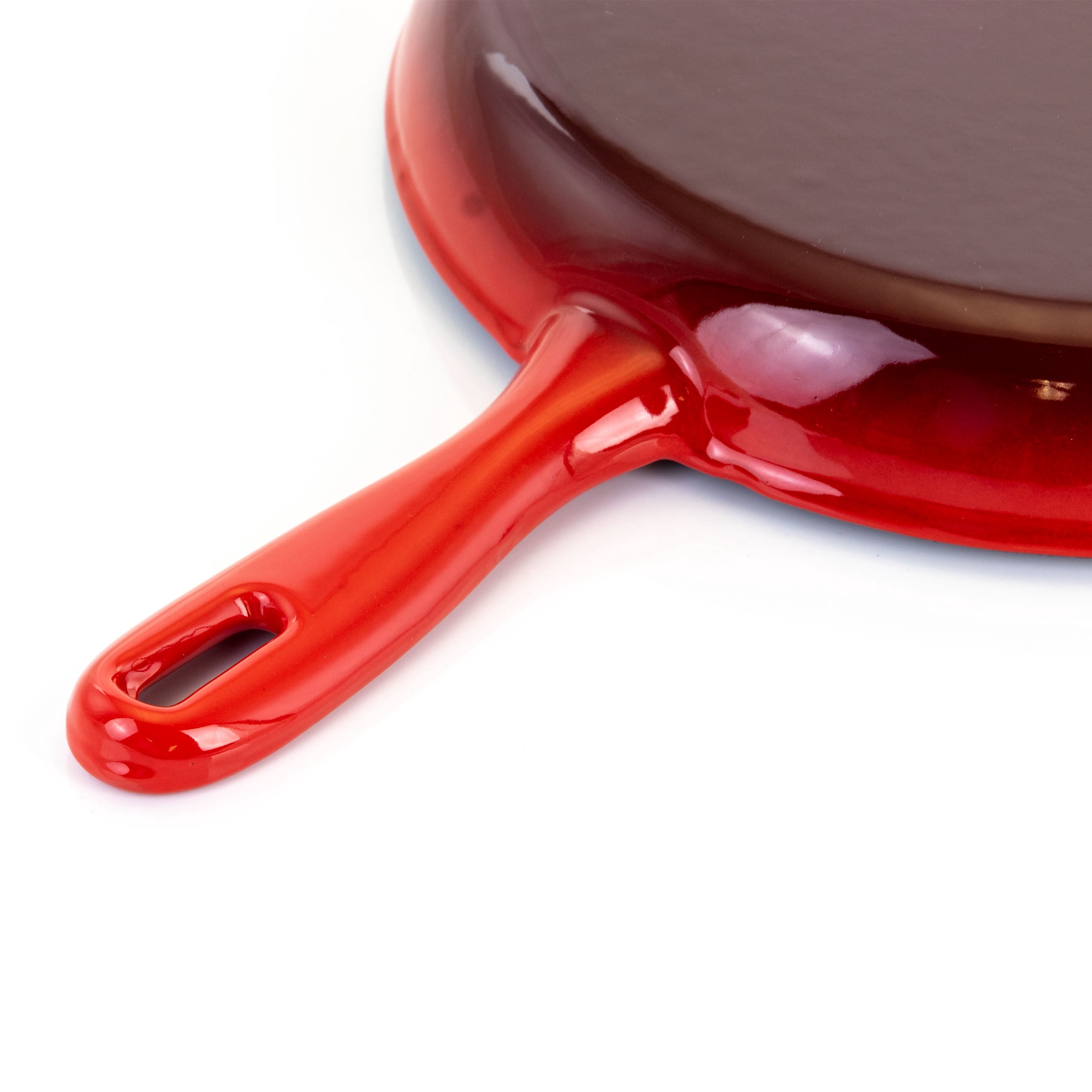 MegaChef Round 10.25 Inch Enameled Cast Iron Skillet in Red