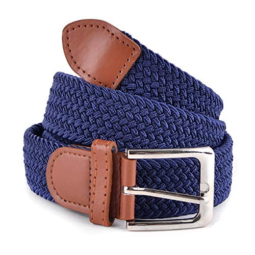 Umo Lorenzo Stretch Braided Woven Belts without Holes, Elastic Casual