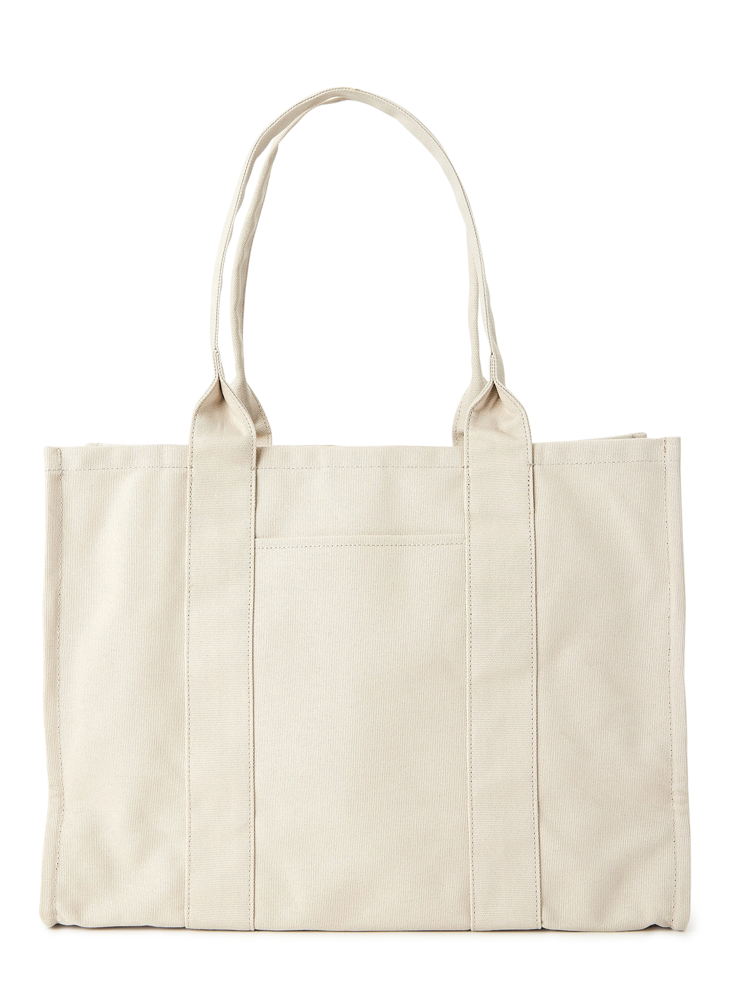 Time and Tru Women's Elevated Canvas Tote Bag Papyrus Beige Good Vibes Club