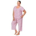 thumbnail image 3 of Aria Short Sleeve 100% Cotton Cropped Pajama Set with Pockets, Women’s Sizes XS-4X, 3 of 8
