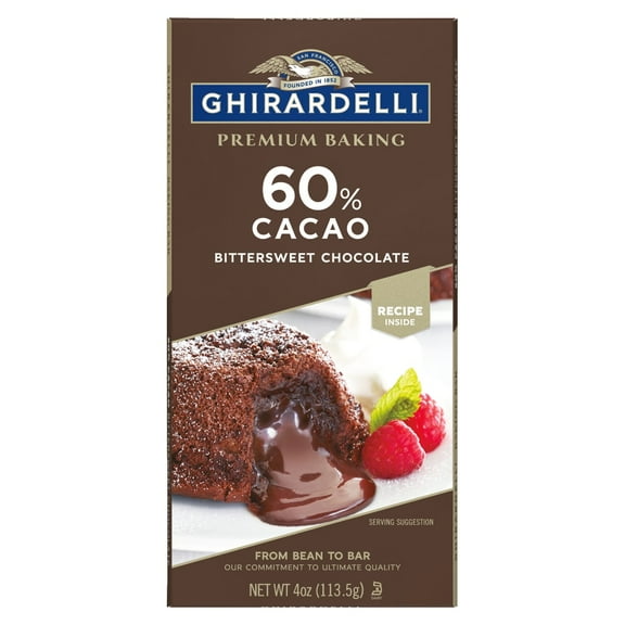 Pack of 3 Ghirardelli Premium 60% Cacao Bittersweet Chocolate Baking Bar, 4 oz (packaging may vary)