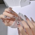 thumbnail image 3 of Armadura hecha a mano con estampado de leopardo, estilo Spice Girl, diseño de uñas francesas con forma de ojo de gato, productos terminados de armadura blanca extraíble, 3 of 5
