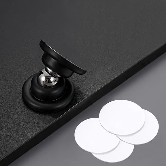 Door Stoppers Magnetic Door Catch -  Stainless Steel Heavy Duty Door Holder Stops for Bottom Top of Door - Wall Floor Mounting No Drill 3D Adhesive & Screws Strong Magnet Keep Door Open(Black)