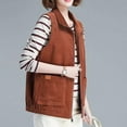 thumbnail image 2 of Pounoo Gift Corduroy Vest Jacket for Women Sleeveless Zipper Waistcoat with Pocket, 2 of 7
