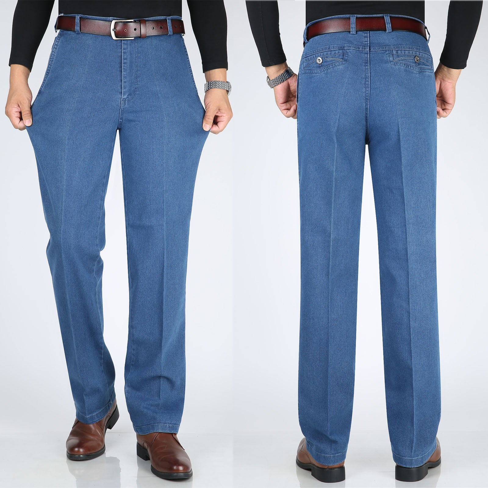 Men's Denim Jeans Thin Summer Straight Business Soft Fashion