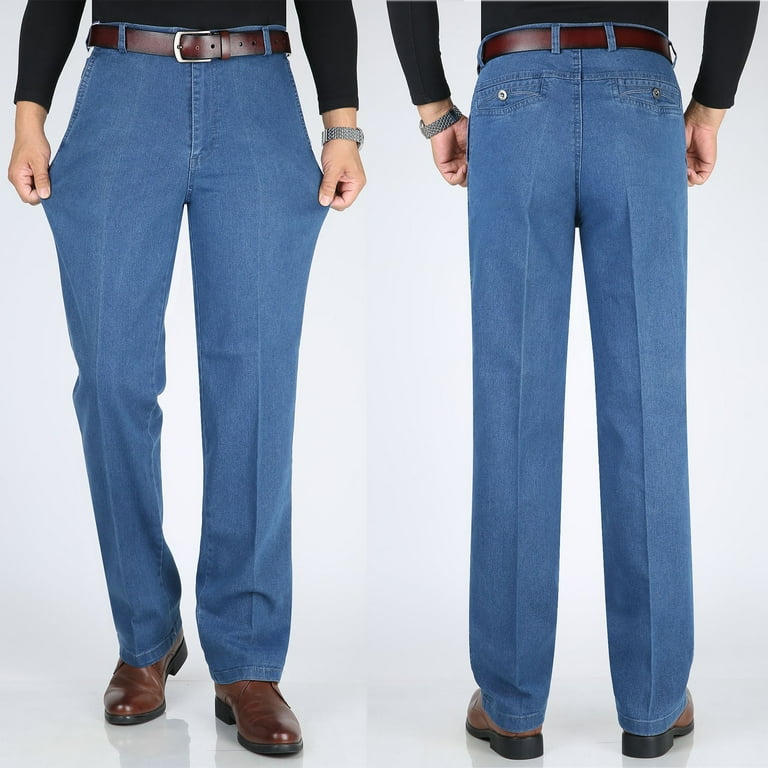 Mens Pants High Waist Straight Fit Jeans High Waist Straight