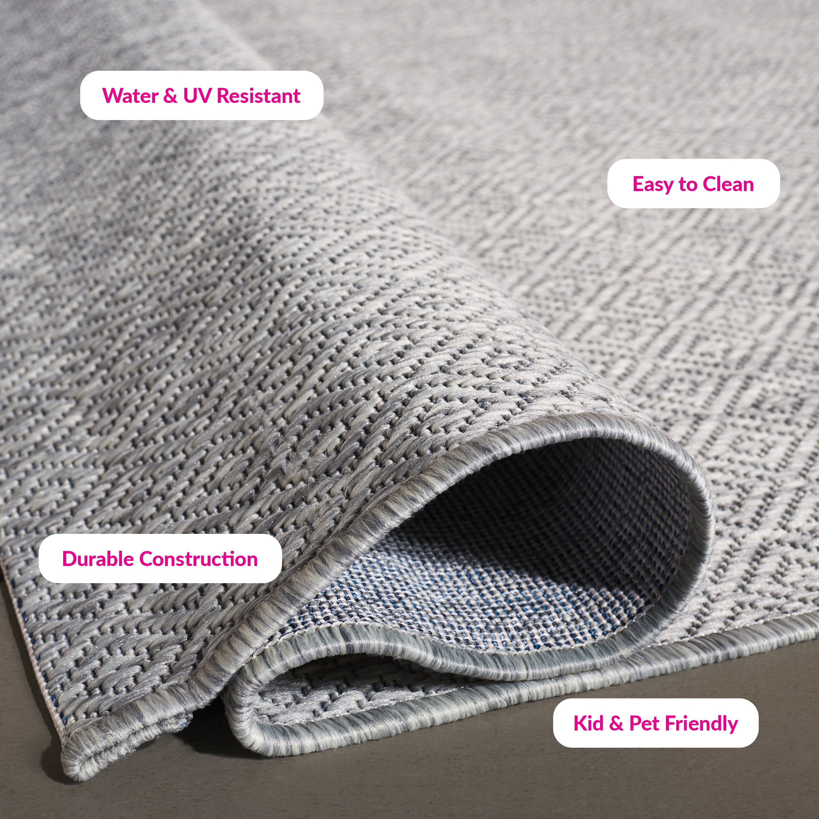 Safavieh Courtyard Mitre Geometric Indoor/Outdoor Area Rug, Gray, 5'3" x 5'3" Square