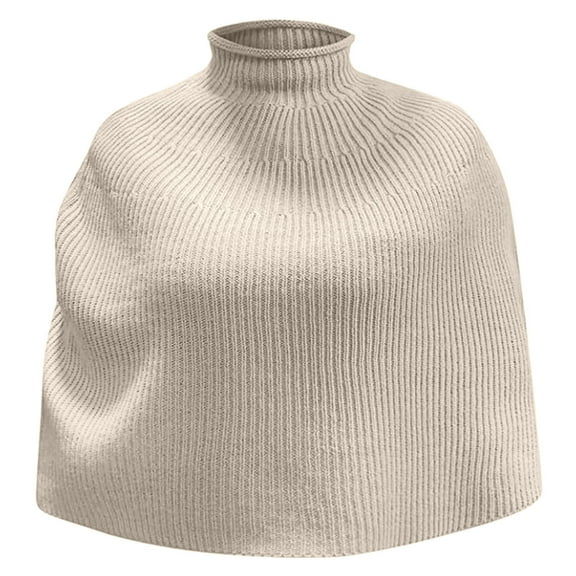 WELOIJEVBE Shawl Wraps for Women Autumn and Winter Casual Fashion Solid Color Knitted Turtleneck Cape Shawl Knitted Waist Coat