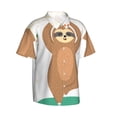thumbnail image 2 of Daiia Cute Sloth In Yoga Pose Tree Hawaiian Shirt for Men Gentle Cotton Regular Short Sleeve Casual-Small, 2 of 9