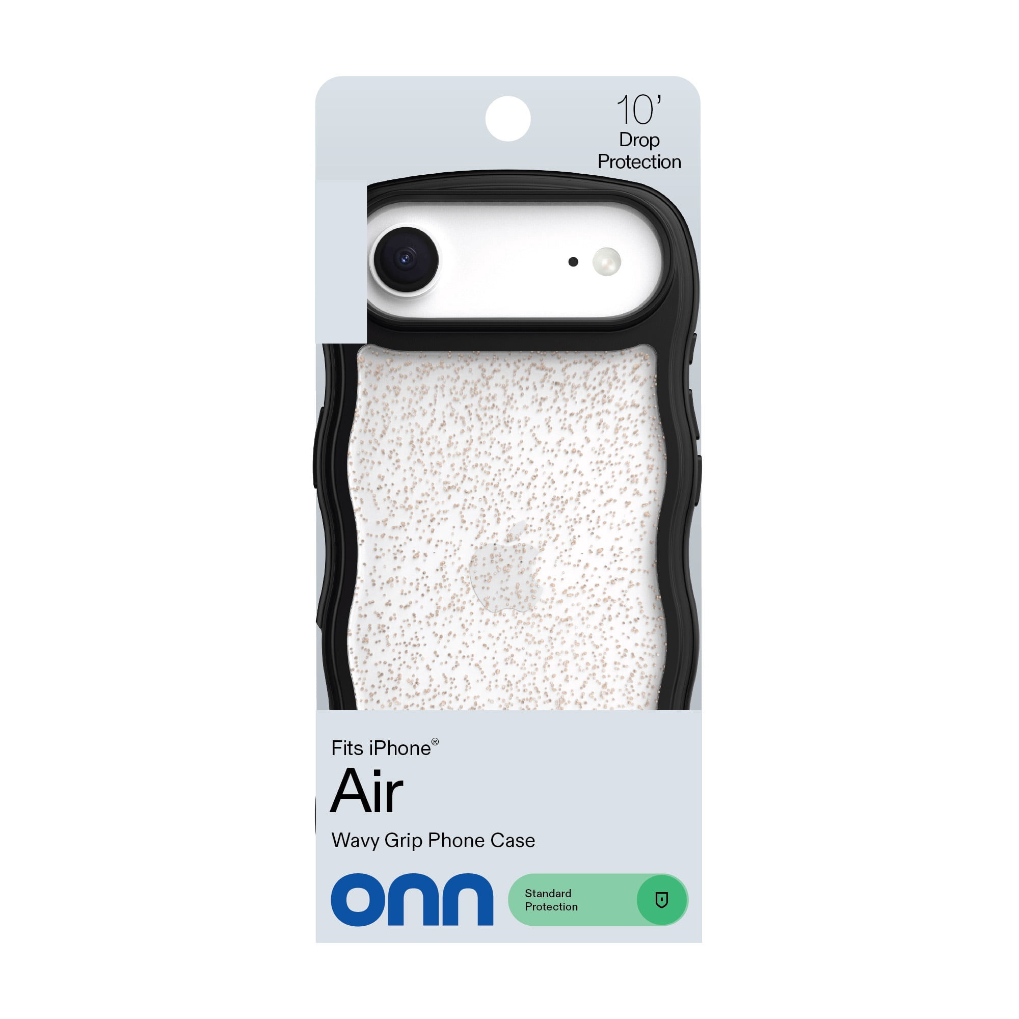 onn Wavy Grip Phone Case for iPhone Air - Black/Gold Glitter